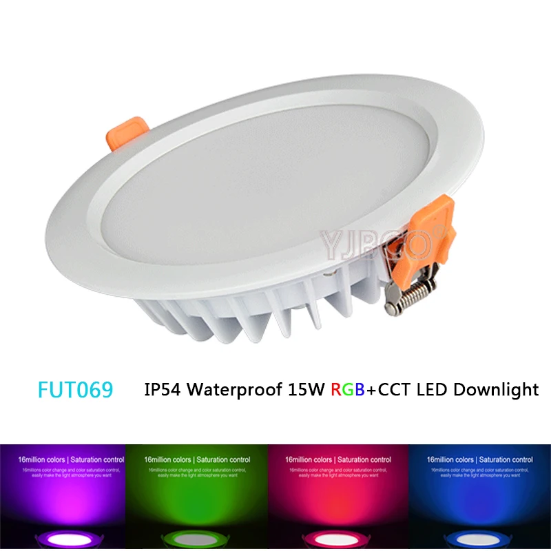 FUT069 IP54 Водонепроницаемый Miboxer 15 Вт 2,4 г RGB+ CCT светодиодный светильник с регулируемой яркостью AC86-265V круглый Reccessed свет B8 FUT092 пульт дистанционного управления