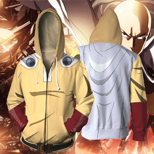 Бежевый Аниме ONE PUNCH MAN кофты с капюшоном, посвященные Сайтаме костюмы для косплея 3D принт ONE PUNCH MAN толстовки Косплей человек с капюшоном Повседневная куртка - Цвет: Бежевый