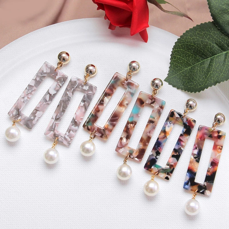 Большие эффектные Длинные акриловые ацетатные висячие серьги 2019 Hesiod с