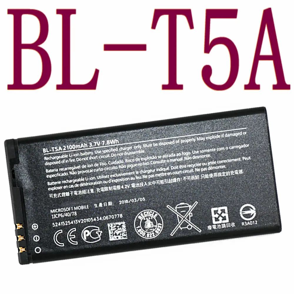 2100 мАч BL-T5A батареи для Nokia microsoft Lumia 550 Lumia550 BLT5A BL T5A мобильный телефон Высокое качество замена батареи