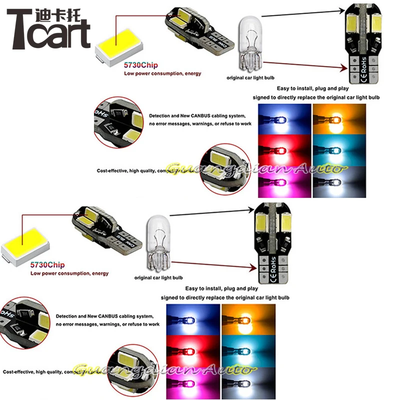 

Tcart 8 x Error Free White Interior LED Light For volkswagen vw golf 6 mk6 Package Kit accessories reading Indoor lights
