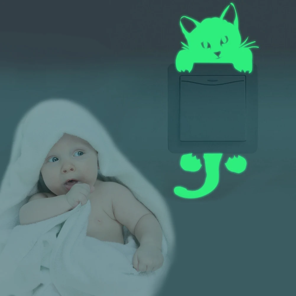 Горячая продажа светящийся DIY милый ПВХ домашний Кот переключатель настенный