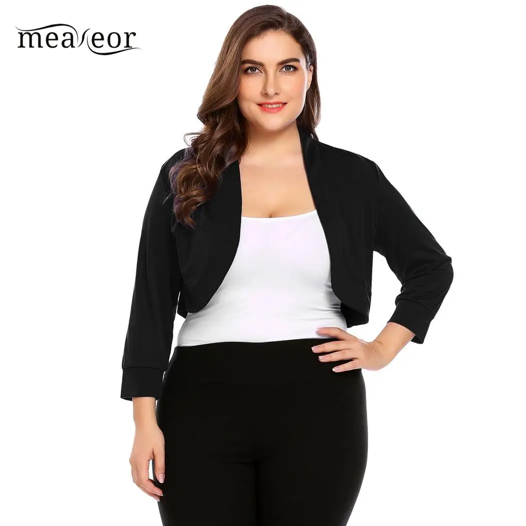 Meaneor, женские короткие болеро, большой размер, XL-5XL, 3/4 рукав, осенние пальто, укороченные болеро, вечерние, большой, женский свитер, кардиган, большой размер