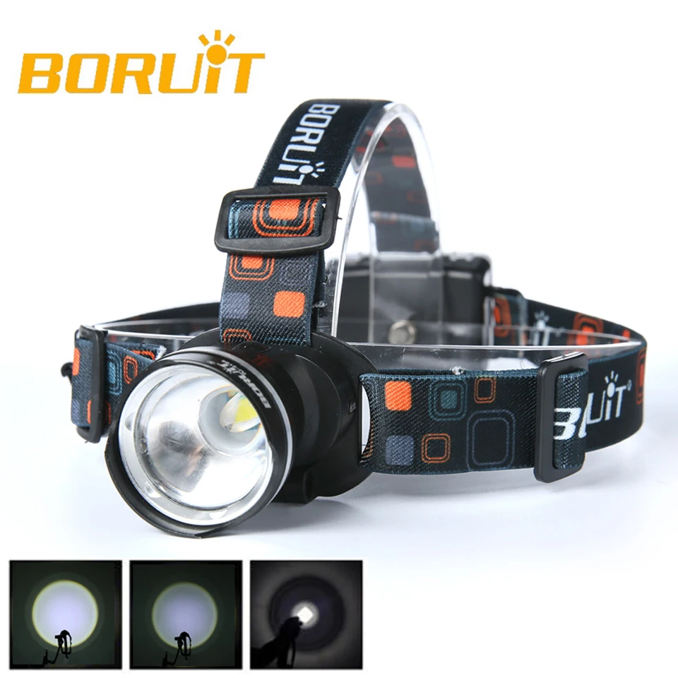 BORUiT RJ-2166 4000LM XM-L T6 светодиодный задний фонарь с 3 режимами налобный фонарь с зумом фонарик Водонепроницаемый налобный фонарь для кемпинга, охоты, рыбалки