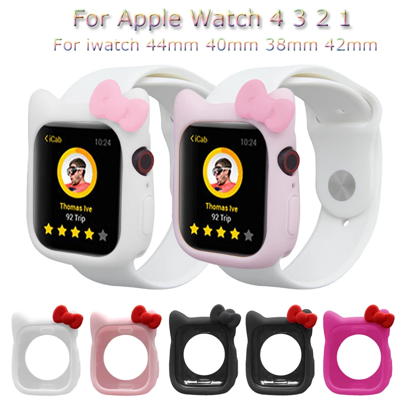 Милый силиконовый чехол для часов Apple Watch 4 3 2 1 защитный из ТПУ iwatch 44 мм 40 38 42 бампер