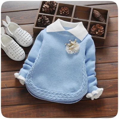 blue Для новорожденных для маленьких девочек на весну и зиму для маленьких девочек, свитер; Детский свитер, повседневный модный детский свитер, розовый свитер для девочек, хлопок - Цвет: blue