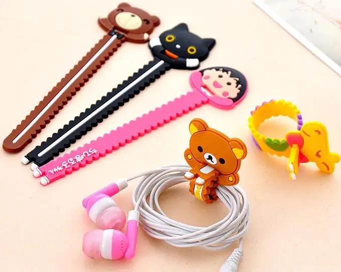 5 шт. Kawaii Sakura Maruko Bear Animal Cable Winder Organizer настольная Гарнитура держатель фиксатор строки Winder wrap стационарный держатель для карт