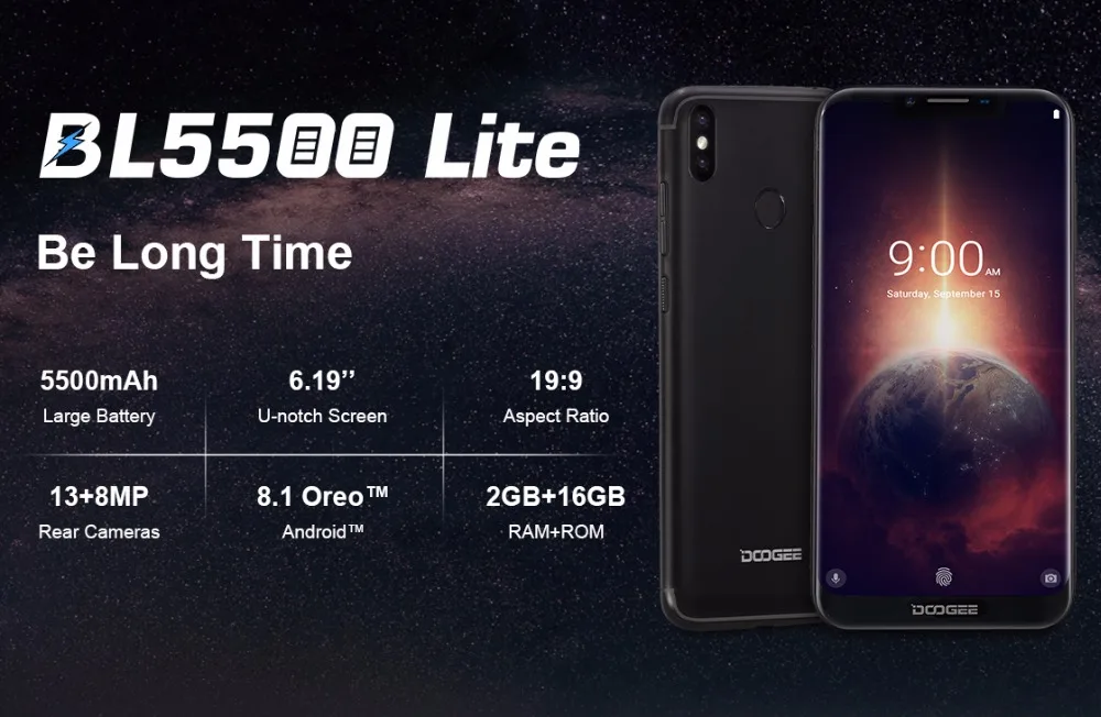 Быстрая doogee BL5500 LITE смартфон 5500 мАч MT6739 2 Гб 16 Гб 6,19 дюйма 19:9 двойная камера мобильный телефон