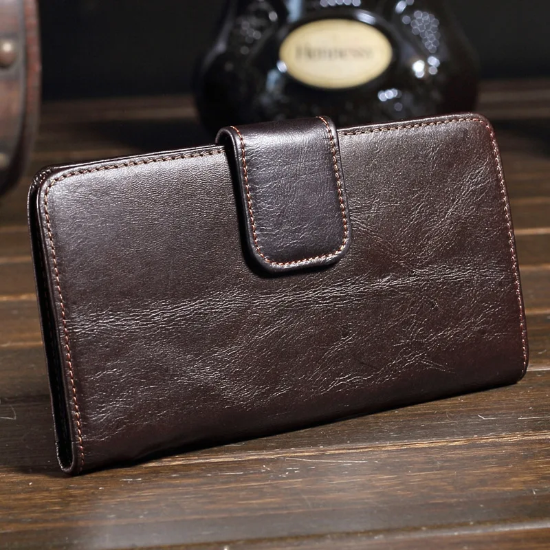 2017 винтажный кошелек из натуральной кожи с застежкой большой вместимости