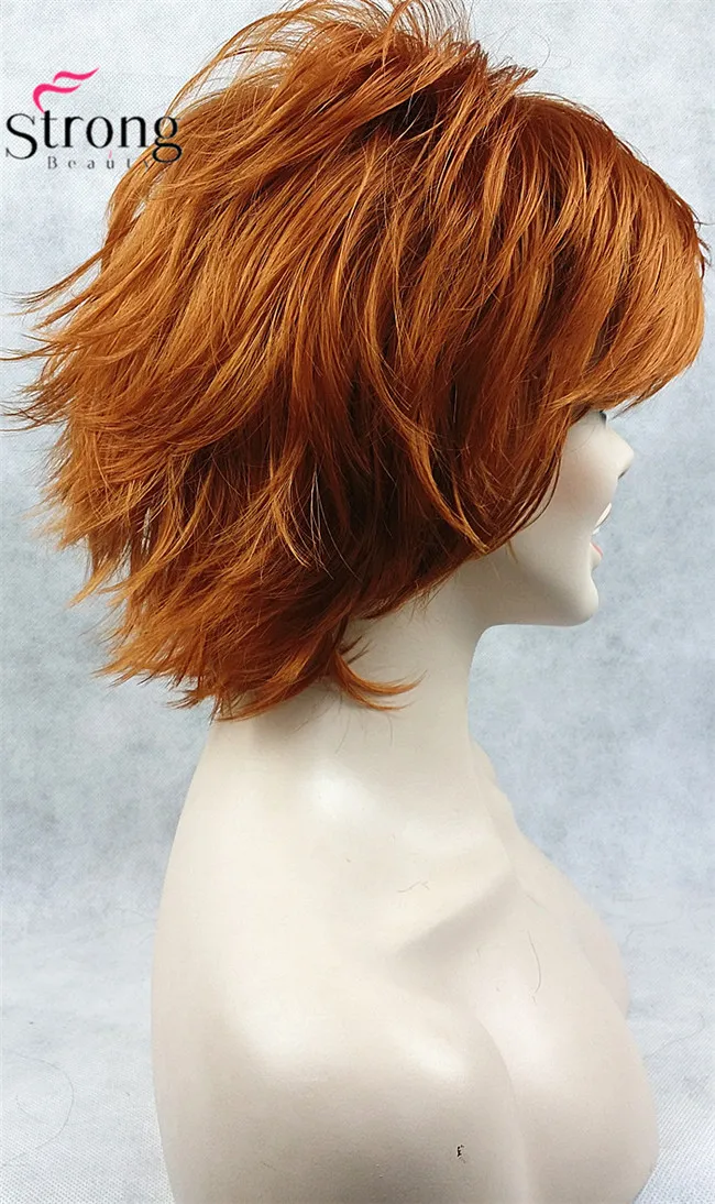 StrongBeauty короткий светло-коричневый подчеркивает Feathery Shaggy полный синтетический парик выбор цвета