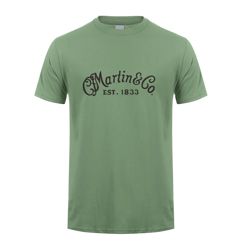 Military Green Cf Martin гитары футболка Летняя с коротким рукавом Хлопок музыка футболка с гитарами Мужская футболка Топы тройники LH-078 - Цвет: Military Green