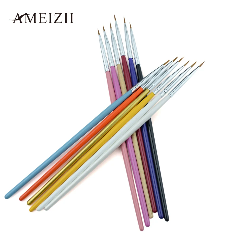 Ameizii 12 шт. набор кистей для ногтей Pro гель Рисование Макияж инструмент Аксессуары дизайн ногтей ручки-щетки Маникюр для красоты ногтей