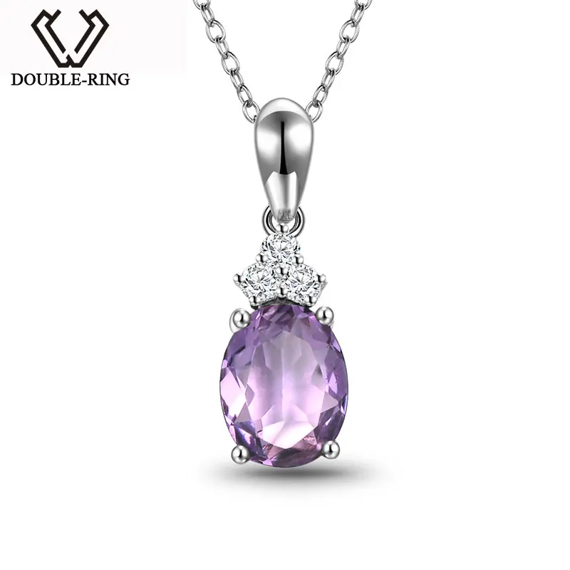 Женское ожерелье из серебра 925 пробы с натуральным аметистом|fine jewelry|pendants for