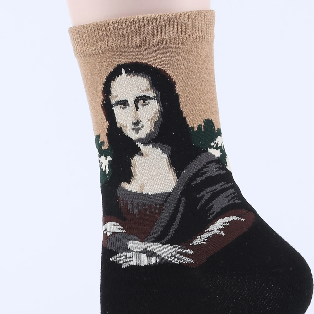 4 пары короткие носки KSJMCZ Mona Lisa The Scream звездная ночь женские хлопковые ретро для