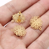 20pcslot stainless steel hollow flower gold tone earrings post stud for jewelry diy making findings