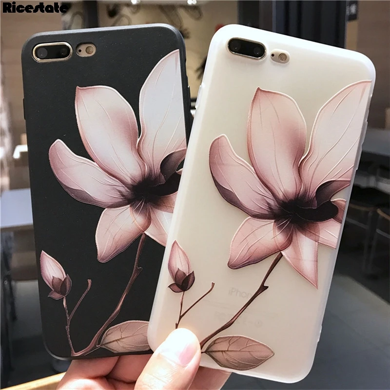 Новый чехол с цветком лотоса для iPhone 8 Plus XR X XS MAX 3D рельефный цветами розы 6 6S 7 из