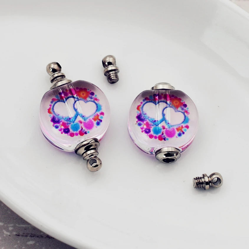 

Custom pattern 50pieces/lot blue heart Crystal Vials pendant perfume bottle pendant name on rice art