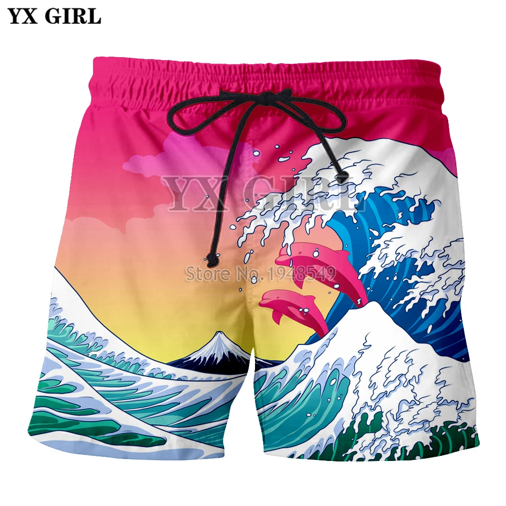 Прямая поставка от YX GIRL Новинка лета 2018 стильные мужские шорты с волнами и