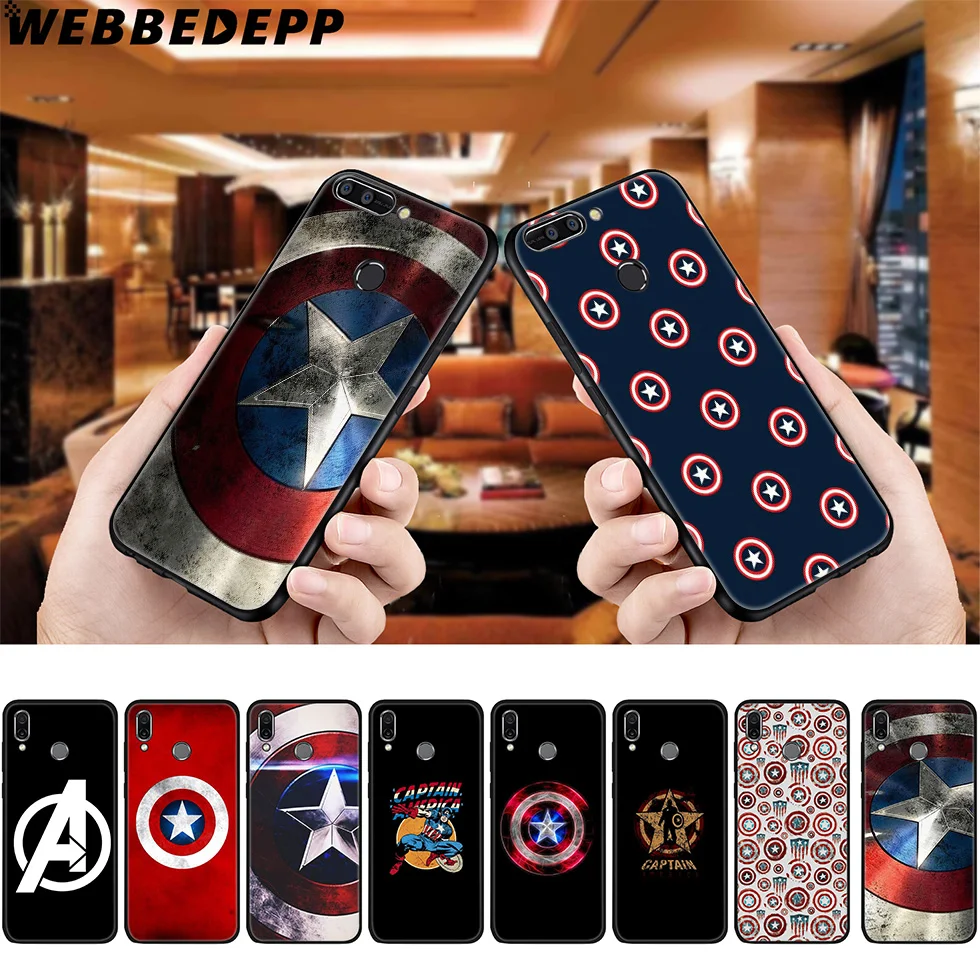 WEBBEDEPP Captain America Caps мягкий чехол для Huawei P8 P9 P10 P20 P30 Lite Pro P Smart Z Plus 2019 Y6 Prime 2018 2017 Mini |