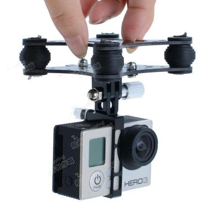 Free Shipping FPV Damping PTZ carbon fiber Gimbal fit for Gopro Hero3 Quadrocopter 6-axis frame fixed-wing aircraft 54g | Игрушки и