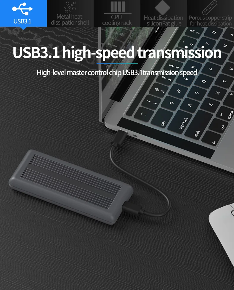 NVME& NGFF M.2 корпус ssd type-c порт тепловыделения алюминиевый ssd высокоскоростной корпус для жесткого диска