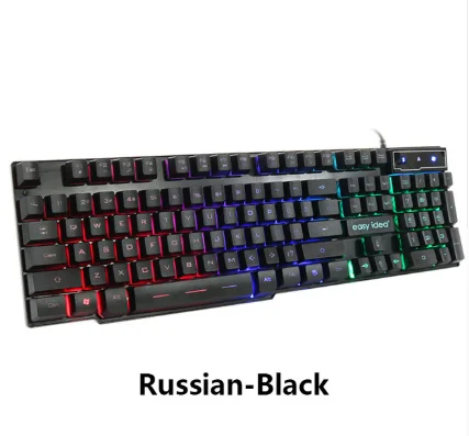 Russian keyboard Проводная игровая клавиатура имитация механической клавиатуры 104 keycaps RGB клавиатура с подсветкой Клавиатура с русским шрифтом эргономичная компьютерная клавиатура - Цвет: Russian keyboard