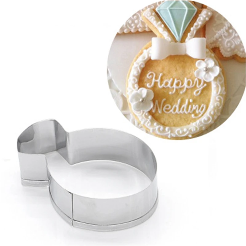 Hot Cutter Cookie Kitchen Accessories Diamond Ring Stainless Steel Party New Baking Tools Lady Mold Wedding Stamp | Дом и сад