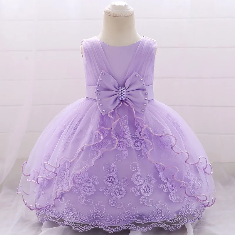 purple Платье с блестками и большим бантом для девочек от 1 до 5 лет нарядная одежда принцессы для маленьких девочек на день рождения и свадьбу Детские платья для девочек - Цвет: purple
