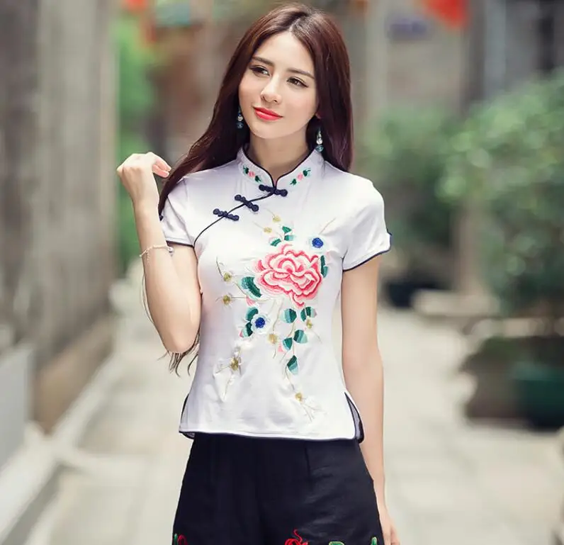 3 Традиционная китайская одежда для женщин Cheongsam Топ воротник стойка Женские топы и блузки Восточная китайская одежда AA4657 - Цвет: 3