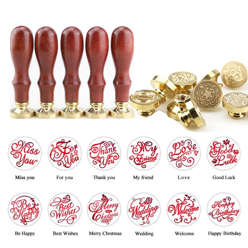 Винтажный деревянный штамп уплотнительный воск сделай сам конверт для