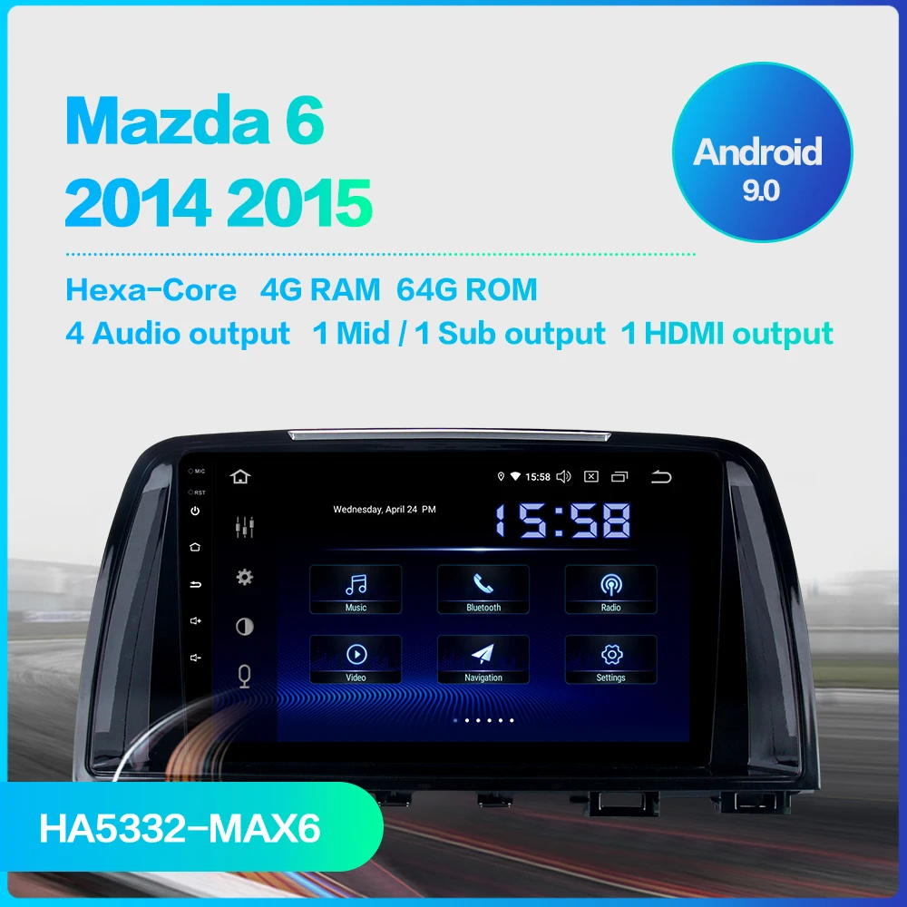Fongent " автомобиль 1 Din радио gps Android 9,0 для Mazda 6 Atenza 2013 Навигатор Bluetooth DSP 4 Гб ram автомобильный мультимедийный плеер