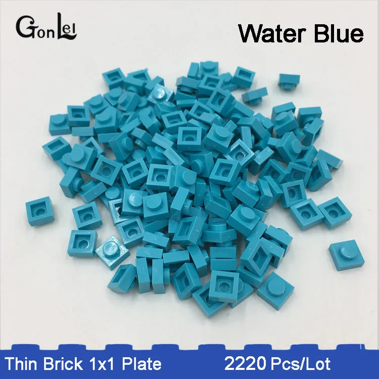 water blue color 2220 шт./лот MOC кирпич 1x1 пластины части 33 цвета выбор сделать qr-код и MOC Конструкторы блоки DIY игрушка ребенок совместим с - Цвет: water blue color