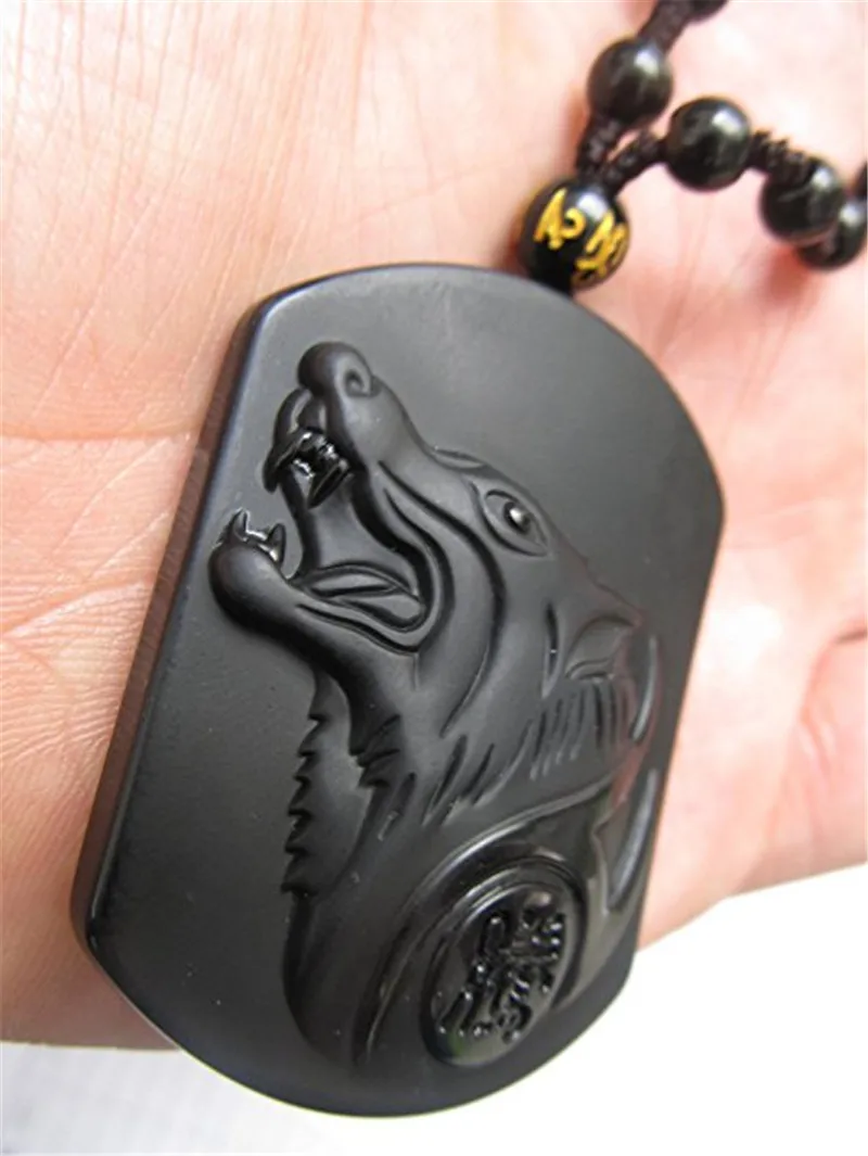 100% новинка натуральный черный обсидиан камень резная воющая подвеска в виде