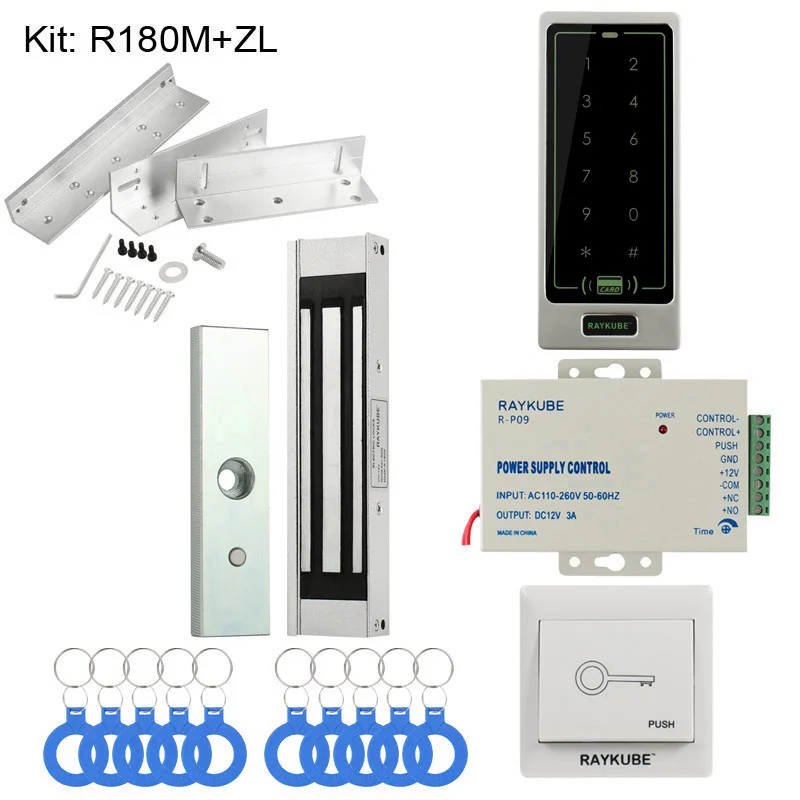 RAYKUBE система контроля доступа с сенсорной клавиатурой RFID считыватель электронный дверной замок полный комплект для домашнего офиса - Цвет: 180MZL