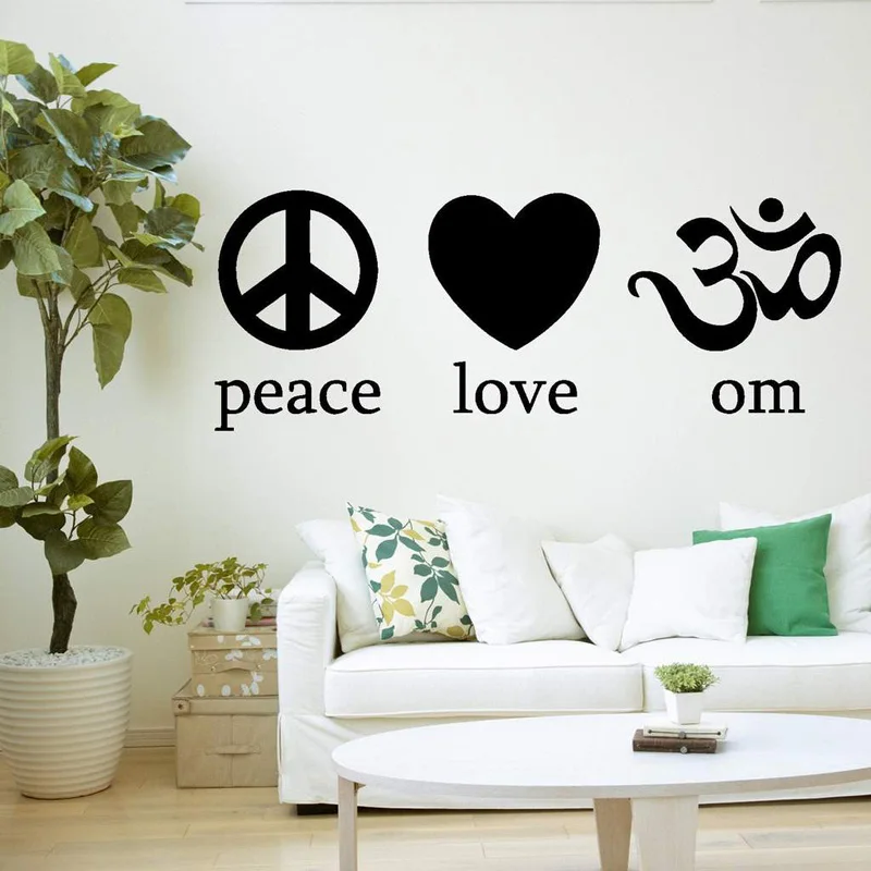 YOYOYU настенные Om Peace Love Символ йоги разум духа корпус настенного Стикеры