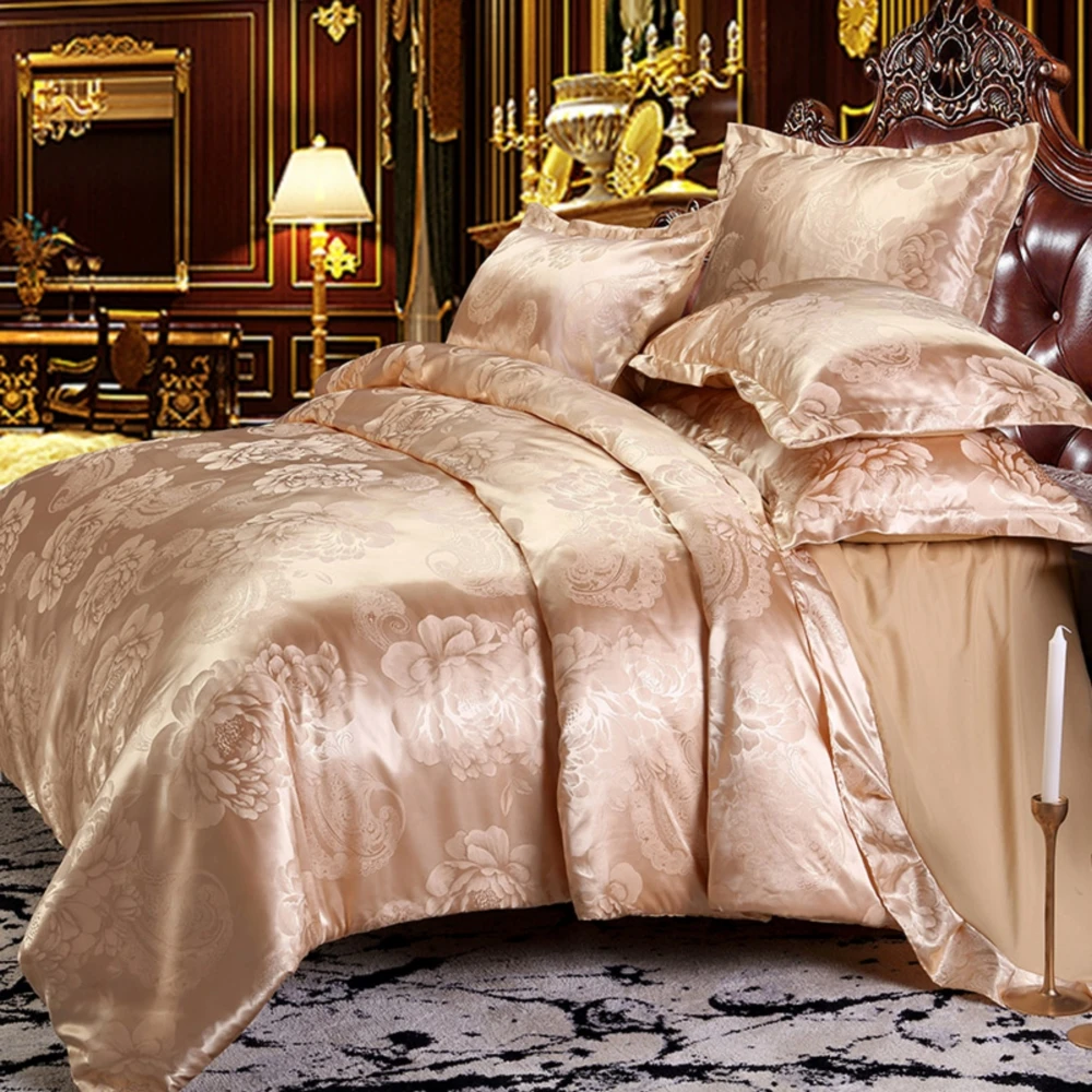 Such as pictures Горячая жаккардовое Постельное белье queen King size пододеяльник набор шелк и хлопок постельное белье синий camelcolor - Цвет: Such as pictures