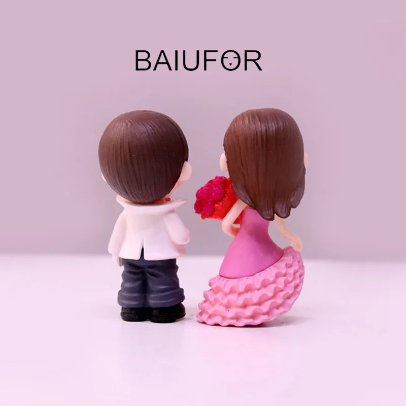 BAIUFOR Doll Couple Lover Bride &amp Groom Terrarium Figurines DIY Fairy Garden Miniature Wedding Cake Decor Valentine's Day Gift | Дом и
