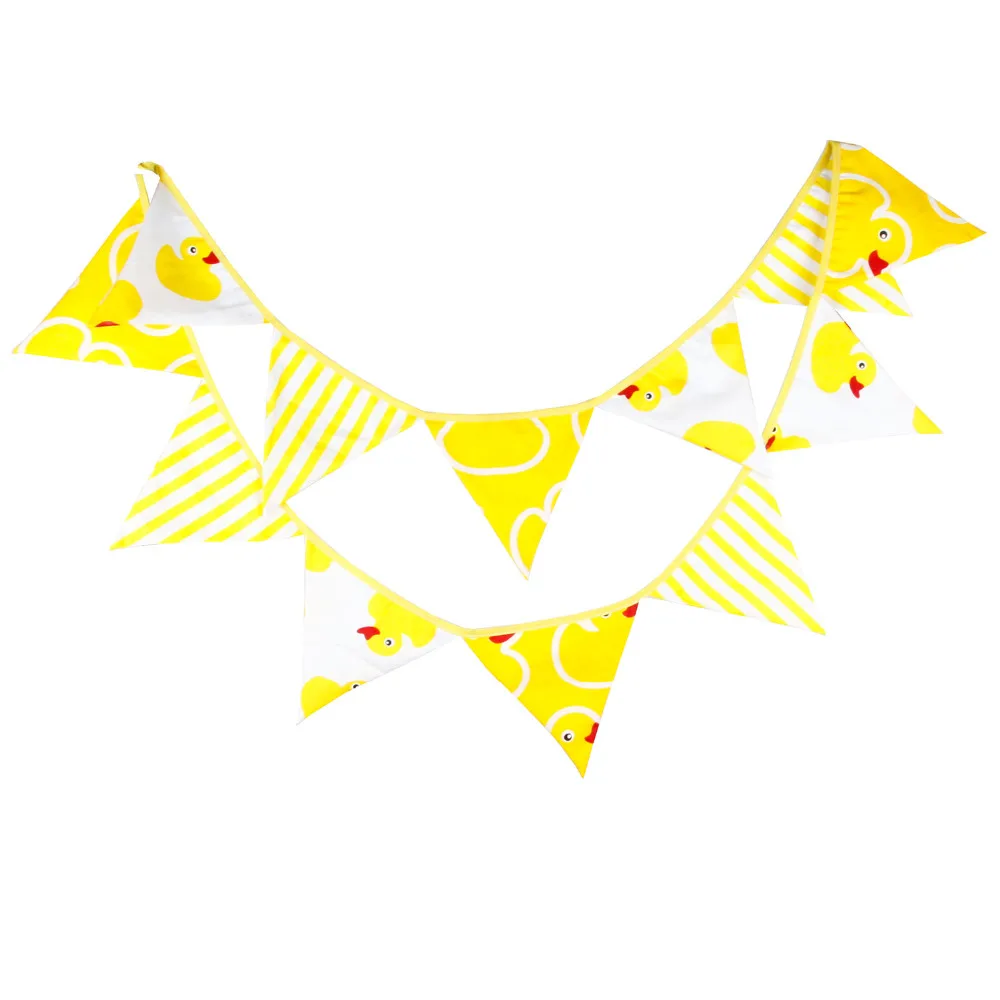

12 Flags 3.2M Yellow Duck Fabric Banners Bunting Decor Birthday Party Baby Shower Decoration Room Garland