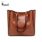 FUNMARDI Бренд Дизайн Восковая Кожаная Сумка Роскошные высококачественные женские сумки Высокоемкая Сумка Кожаная Сумка На Молнии WLHB1723B