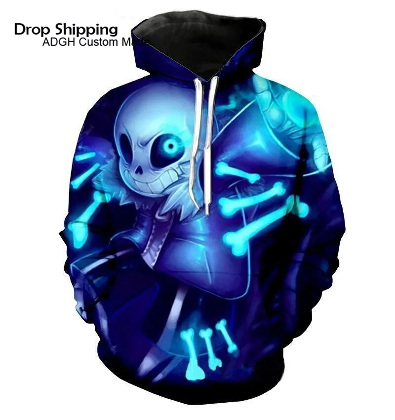 Харадзюку Undertale Sans череп толстовка унисекс 3D принт Косплей Костюм Толстовка для