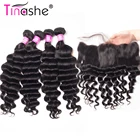 Tinashe волосы бразильские волосы плетение пучки Remy человеческие волосы Кружева Фронтальные с пучками свободные глубокие волнистые пучки с фронтальным закрытием
