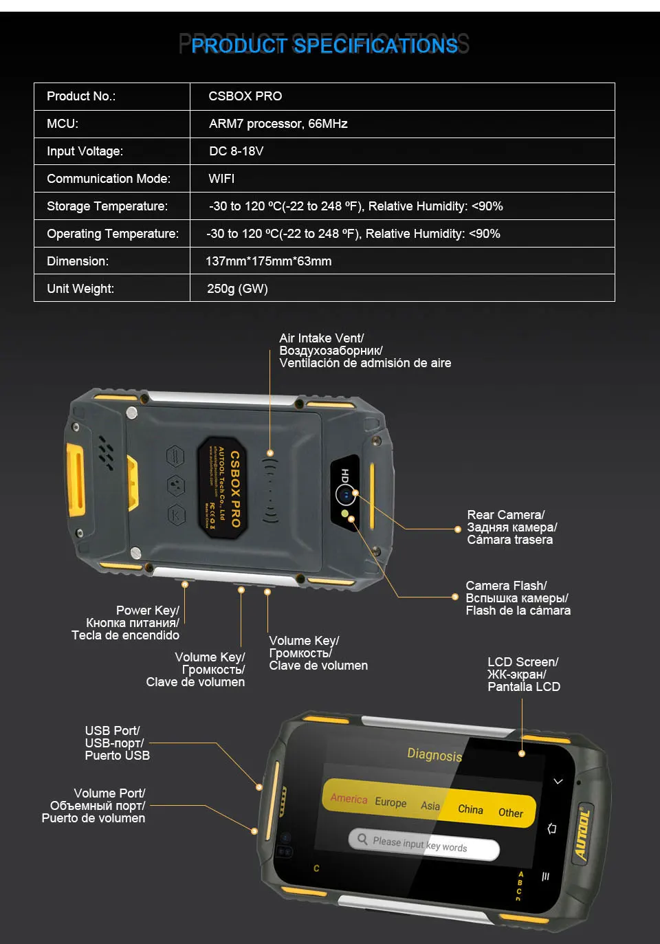 AUTOOL CS BOX Pro подушка безопасности для OBD2 сканер Bluetooth мульти Системы