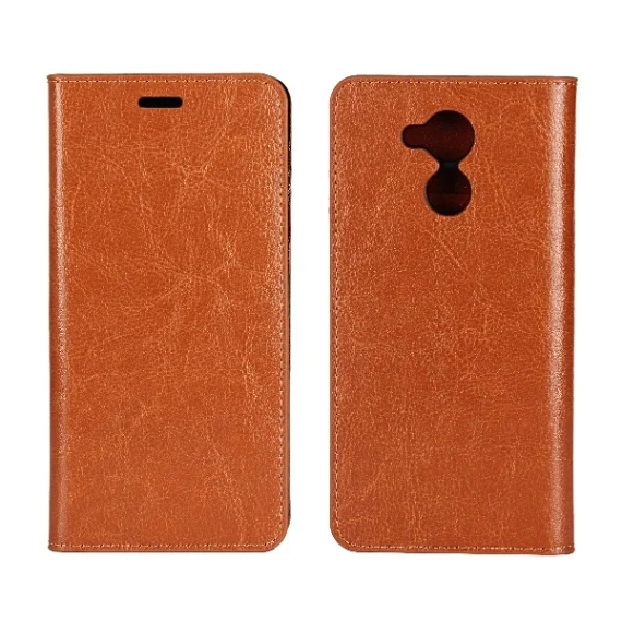 Light brown Роскошный чехол-книжка из натуральной кожи для huawei Enjoy 6s/Nova Smart/Honor 6C - Цвет: Light brown