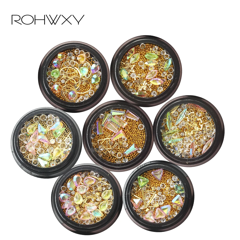 ROHWXY 1 box Nail Art Rhinestones 3D Shining Steel Ball Diamonds Ornament for Nails Decorations Diy Design Supplies | Красота и