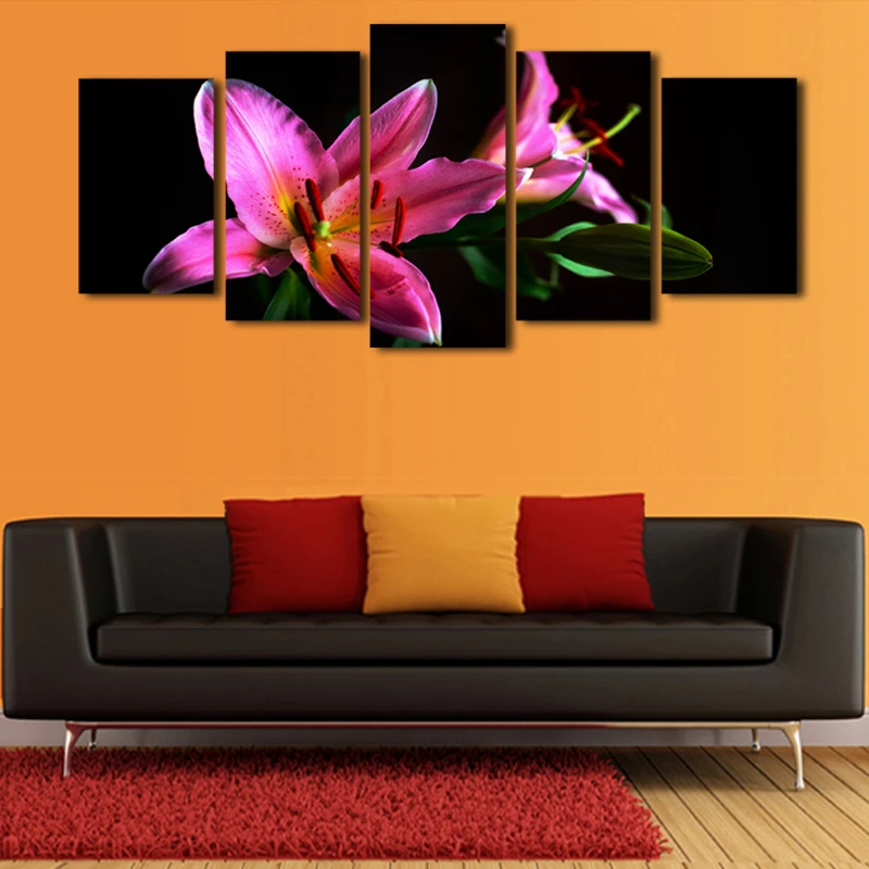 

2017 Real Canvas Painting 5 Pcs(no Frame) Flowers Picture Print Painting On Canvas Wall Art Home Decor Living Room Artworks