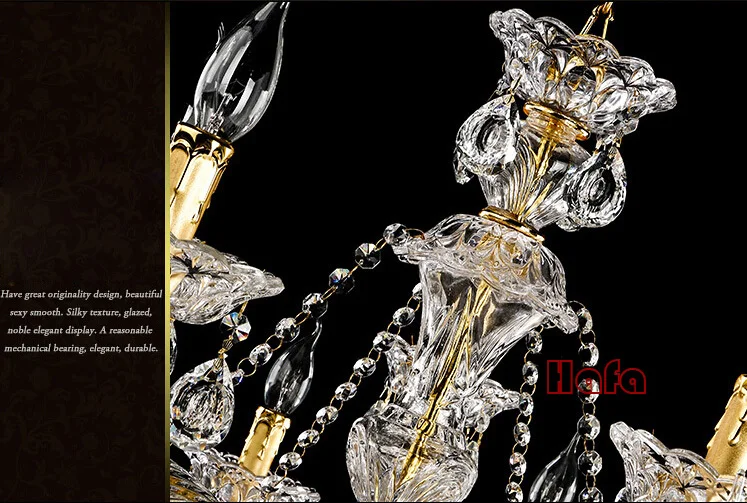 Модные хрустальные люстры лобби большие 15 светильников золотые прозрачные K9|light