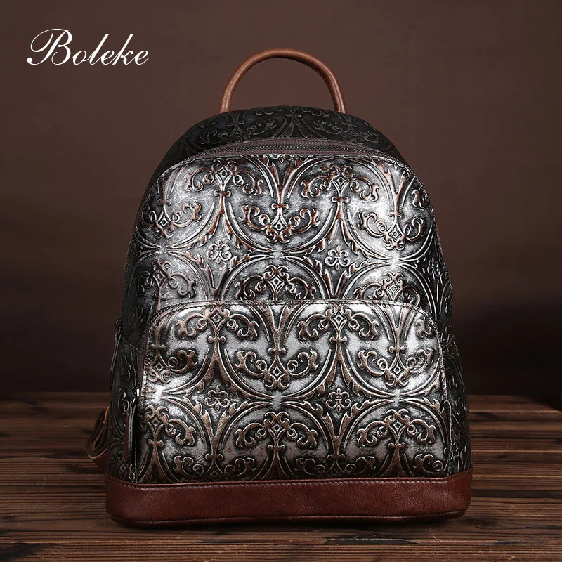 Мужской рюкзак из натуральной воловьей кожи винтажный Прочный ручной в ретро