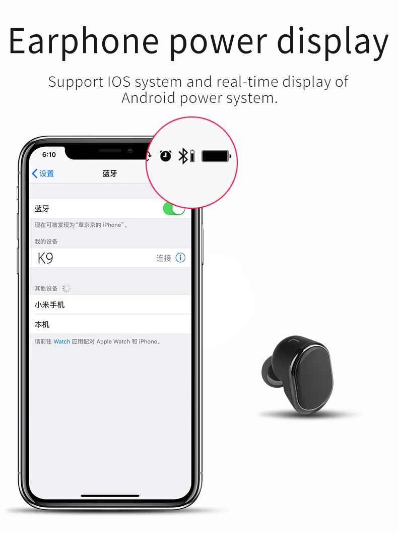 RIKYA K9 наушники Bluetooth 5,0 Earpods игровая гарнитура Bluetooth гарнитура Беспроводной мини для телефона с зарядки отделение