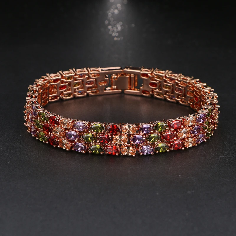 

Bettyue Brand Fashion Charm Luxury Hot Sale AAA Multicolor Zircon Rose Gold Color Jewelry Bracelets For Woman Wedding Party Gift