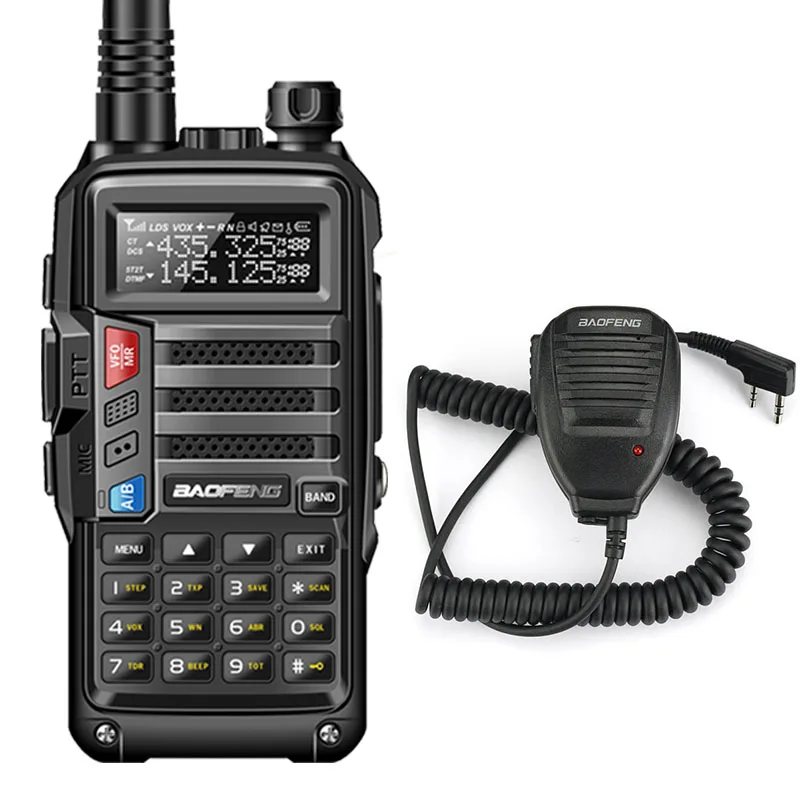 black add speaker BAOFENG UV-S9 8 Вт Мощный VHF/UHF136-174Mhz& 400-520 МГц двухдиапазонный 10 км утолщенная батарея рация CB радио+ NA-701 - Цвет: black add speaker